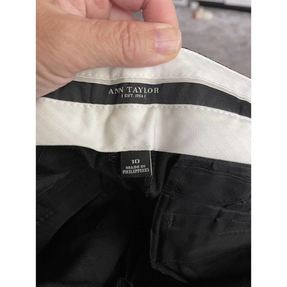 Ann Taylor Black Velvet Pants Straight Legs Stretch Classic Size 10 EUC - Picture 7 of 8